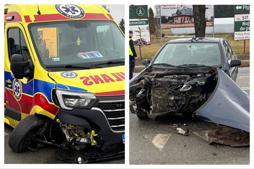 Miejsce Piastowe. Wypadek z udziałem karetki pogotowia Miejsce Piastowe. Wypadek z udziałem karetki pogotowia