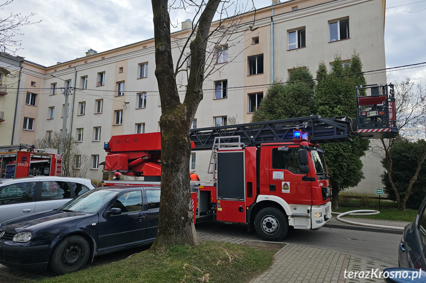 Pożar mieszkania w Krośnie Pożar mieszkania w Krośnie