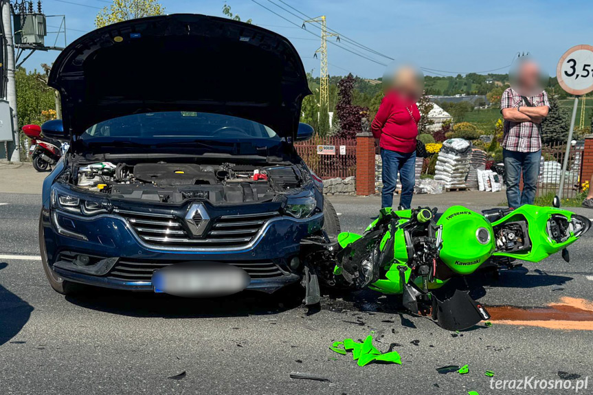 Zderzenie motocykla z osobówką w Miejscu Piastowym Zderzenie motocykla z osobówką w Miejscu Piastowym