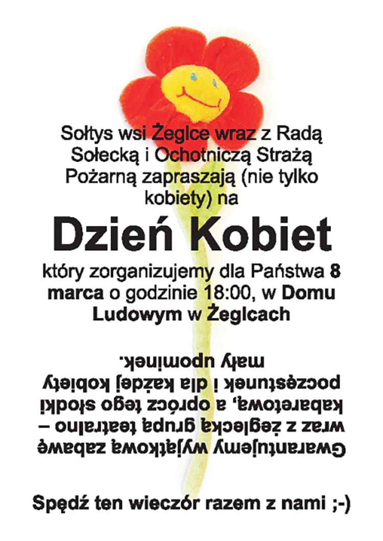 Dzień Kobiet w Żeglcach - zaproszenie Dzień Kobiet w Żeglcach - zaproszenie