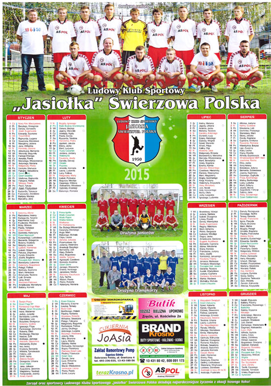 Kalendarz LKS Jasiołka Świerzowa Polska Kalendarz LKS Jasiołka Świerzowa Polska