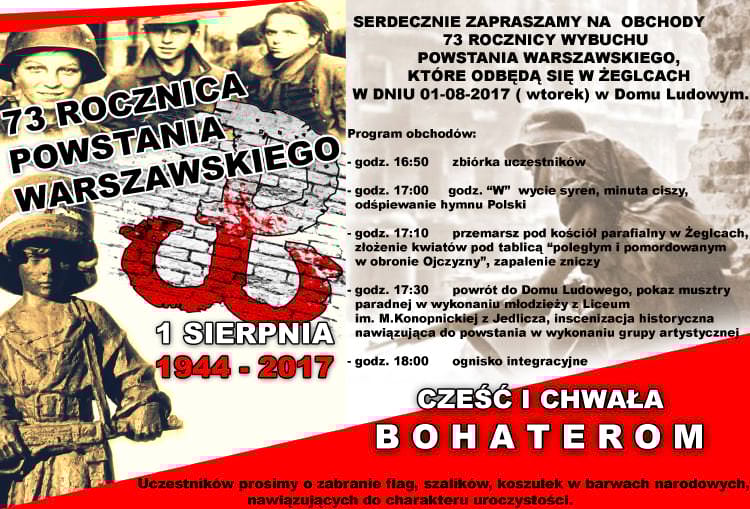 Obchody 73. rocznicy Wybuchu Powstania Warszawskiego - zaproszenie Obchody 73. rocznicy Wybuchu Powstania Warszawskiego - zaproszenie