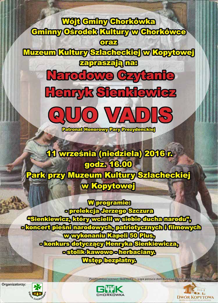 W Kopytowej będą czytać "Quo vadis" W Kopytowej będą czytać "Quo vadis"