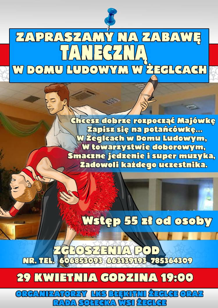 Zabawa w Domu Ludowym w Żeglcach - zaproszenie Zabawa w Domu Ludowym w Żeglcach - zaproszenie