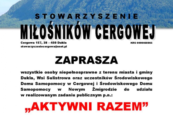 Aktywni Razem - informacja Stowarzyszenia Miłosników Cergowej Aktywni Razem - informacja Stowarzyszenia Miłosników Cergowej