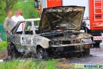 Pożar samochodu na drodze Pożar samochodu na drodze